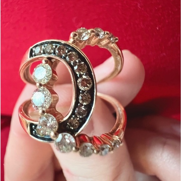 Le Vian chocolate and clear natural diamond ring in 14k rose gold size 6 - Picture 2 of 5
